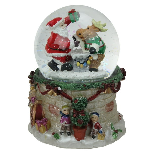 BestPysanky Santa Climbing Chimney Musical Snow Globe BestPysanky Santa Climbing Chimney Musical Snow Globe